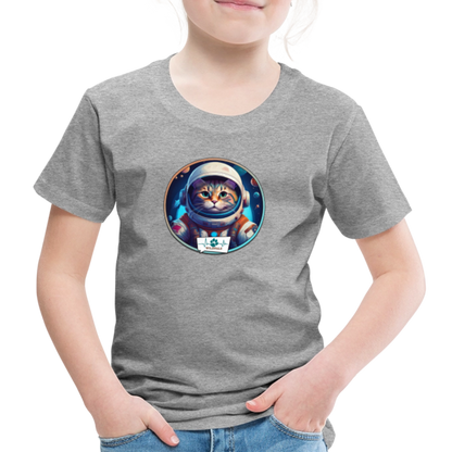 Kinder T-Shirt mit Katzen-Motiv (Premium) - Grau meliert