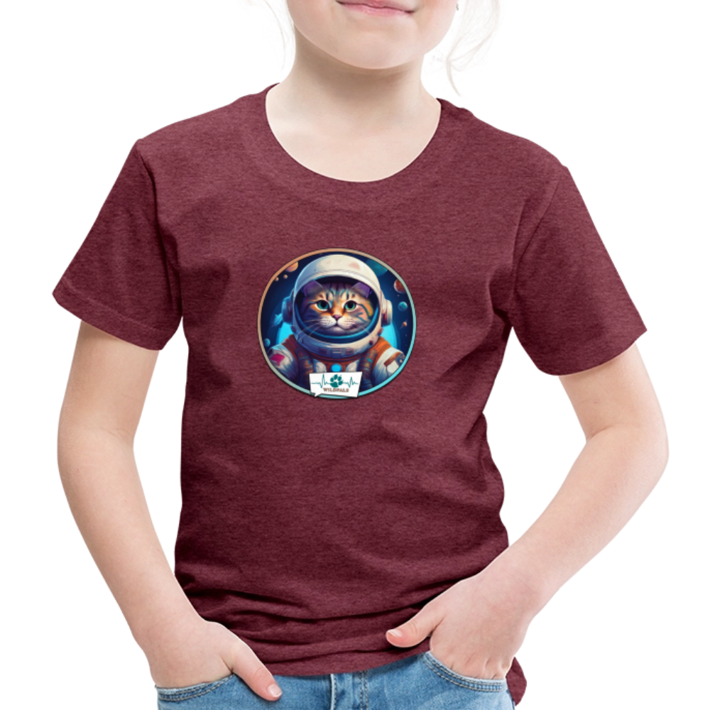 Kinder T-Shirt mit Katzen-Motiv (Premium) - Bordeauxrot meliert