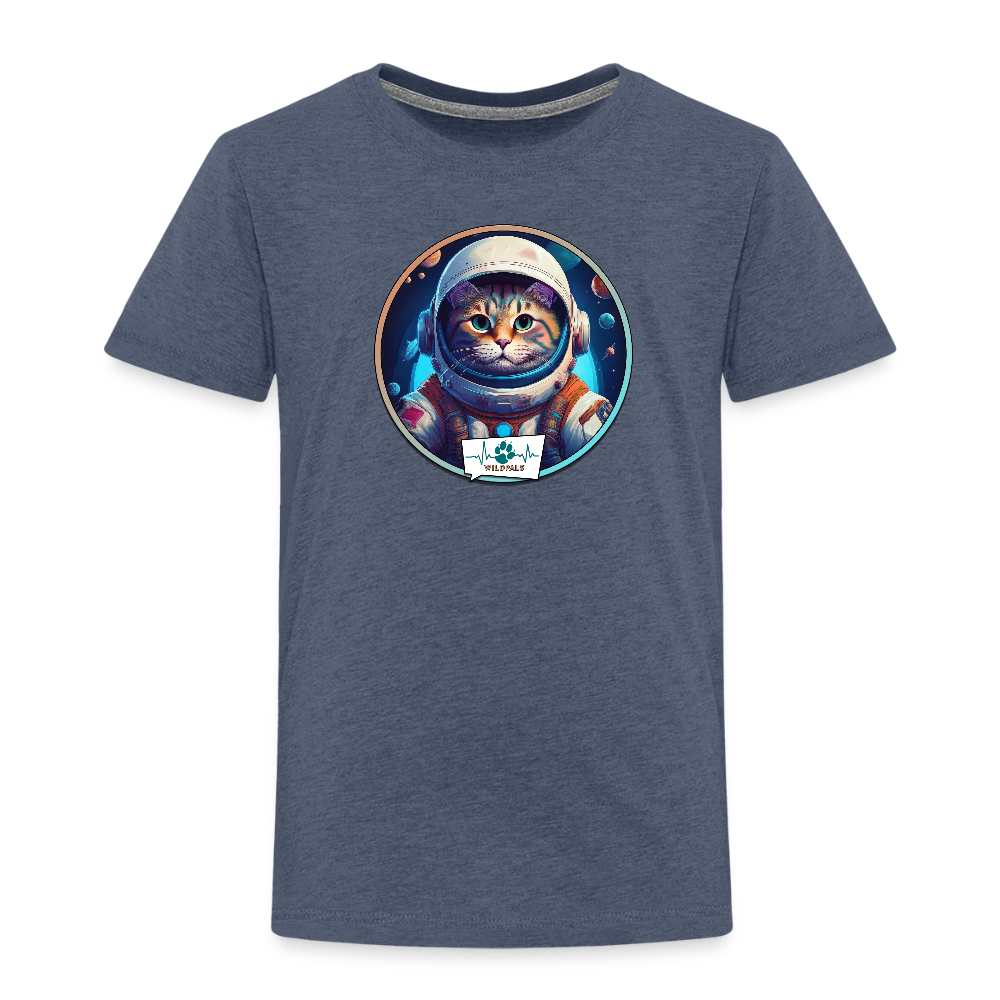 Kinder T-Shirt mit Katzen-Motiv (Premium) - Blau meliert
