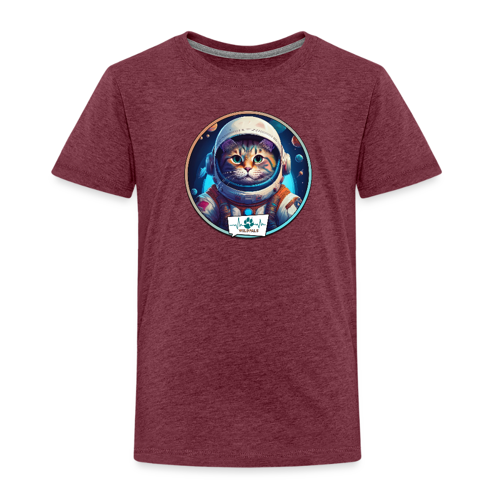 Kinder T-Shirt mit Katzen-Motiv (Premium) - Bordeauxrot meliert